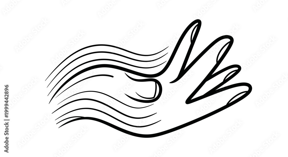Fototapeta premium Abstract Hand Gesture, Flowing Lines, Modern Art Style, Clean Design