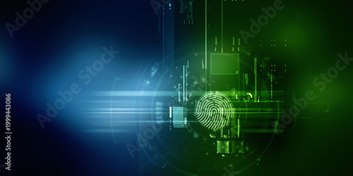 2d Illustration Fingerprint Scanning Technology Concept 