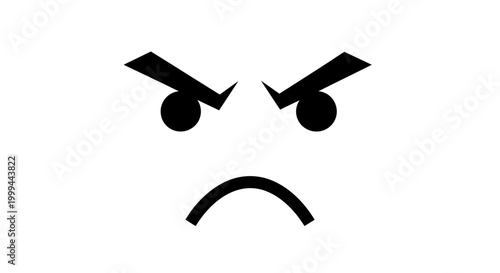 Angry face icon, negative emotion, frustration, anger symbol, vector illustration