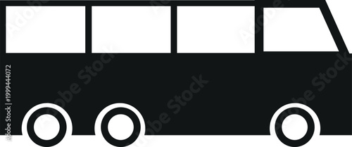 Modern Passenger Bus Icon – Minimalist Vector Silhouette of Shuttle Coach for Transit and Tourism