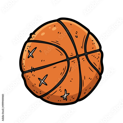 Old basketball isolated