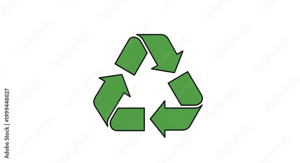 Obraz premium Green Universal Recycling Symbol Isolated on White Background