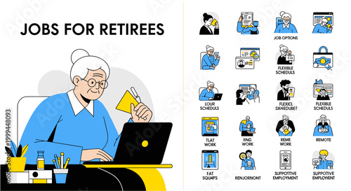 Senior woman working on a laptop, representing jobs for retirees