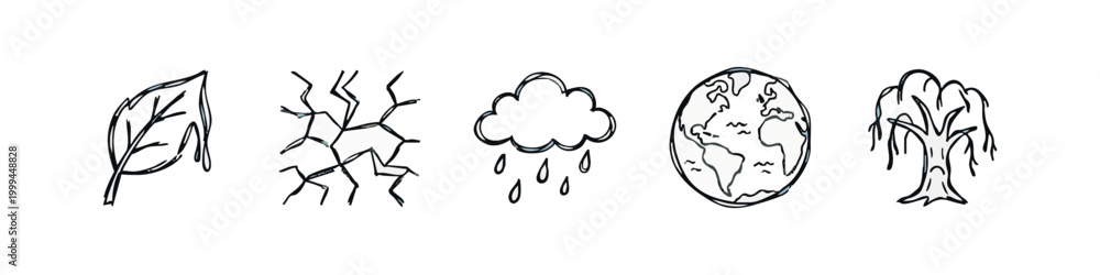 Obraz premium Climate Change and Global Environment Sketchy Icons
