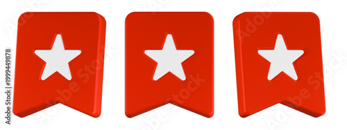 favorite icon 3d render red color
