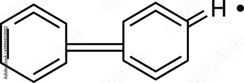 Biphenyl chemical structure radical vector illustration showing molecular bonds for organic chemistry research science education and laboratory data visualization isolated