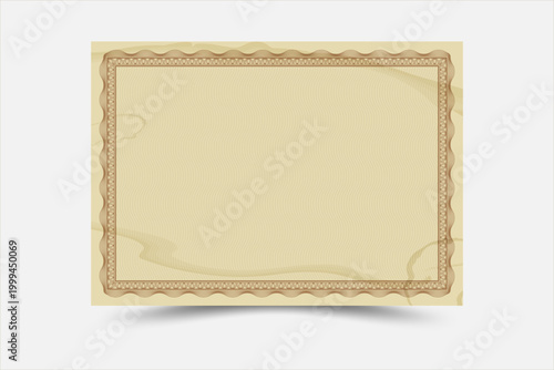 Empty old certificate design with border customizable vector template for awards and recognition. Certificate paper design texture.