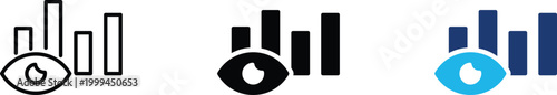 Data monitoring icon showing professional visual analytics and business performance oversight. Professional illustration for real-time statistical tracking, and digital dashboard metrics.