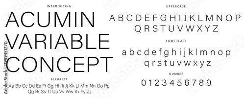 Minimal Sans Serif Typeface Presentation. Modern Clean Alphabet Font with Uppercase, Lowercase and Numbers. Elegant Thin Line Typography Concept