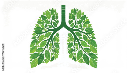 Green Lungs Illustration with Leafy Details.