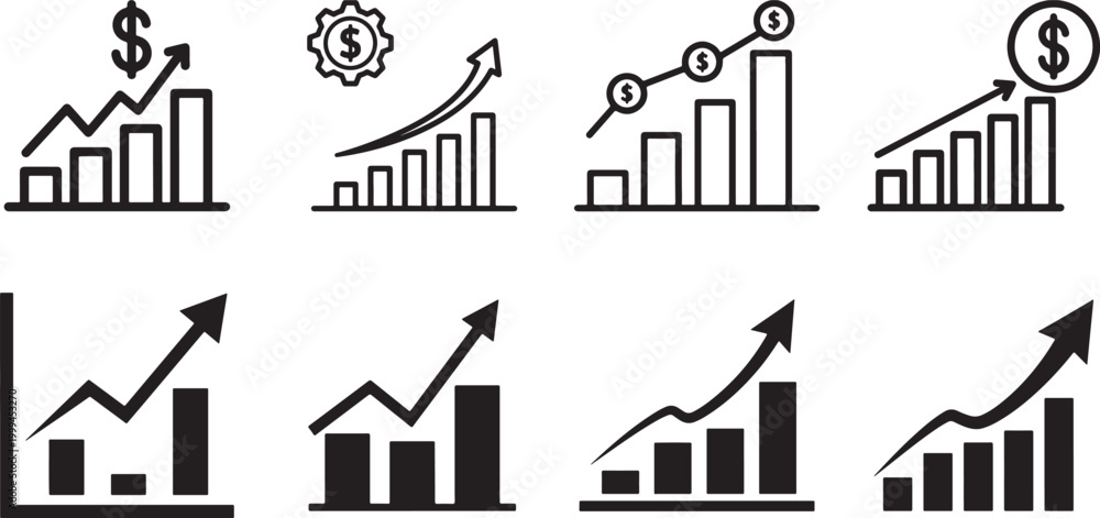 Naklejka premium Business growth and finance icons vector illustration