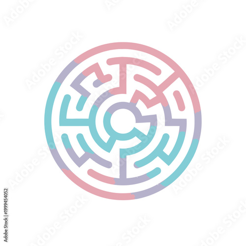 A colorful circular maze design.