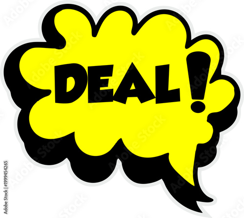 Deal Cartoon comic sign burst clouds. Speech bubble, Deal sign expression and pop art text frames. Comics Deal expressions speech, superhero book Deal label. Isolated vector symbols set