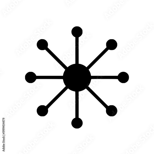 Data network hub black silhouette on white background 