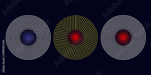 Bild auf Leinwand Pain Relief Target Icons: Concentric Red Circles for Healthcare, Radar, and Sound Wave Concepts