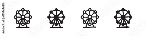 Ferris Wheel Carnival Attraction Icon Set for Amusement Park and Leisure Design