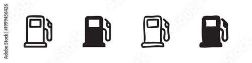 Gas Pump and Fuel Station Icon Set for Automotive Service and Energy Symbols