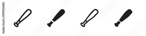 Baseball Bat Equipment Icon Set for Sports and Athletic Themed Designs