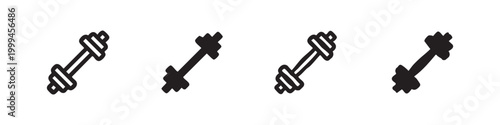 Fitness Dumbbell Weight Icon Set for Gym and Bodybuilding Exercise Symbols