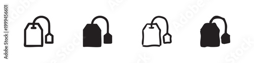 Tea Bag Icon Set Hand Drawn Brewing Symbols for Tea Break