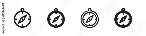 Compass Navigation Icon Set Hand Drawn Orientation and Direction Symbols