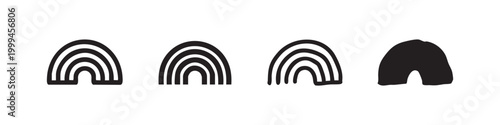 Rainbow Arc Weather Symbol Set in Various Hand Drawn and Solid Styles