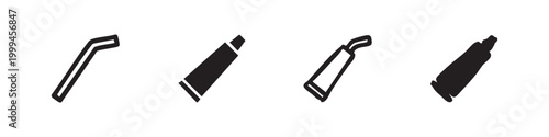 Tube Toothpaste Glue Paint Icon Set in Hand Drawn Sketchy Styles
