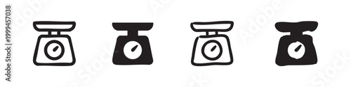 Kitchen Scale Icon Set - Weight Measuring Tool Symbols for Cooking and Diet
