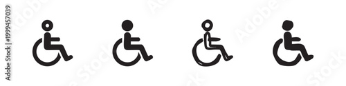 Wheelchair Accessibility Icon Set - Handicap and Disabled Person Vector Symbols