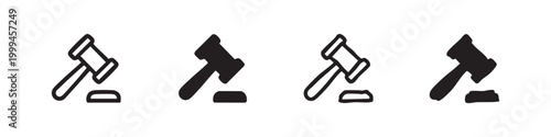 Gavel and hammer icons representing law, justice, and court decisions