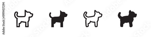 Pet dog icons set in various artistic styles for animal themes