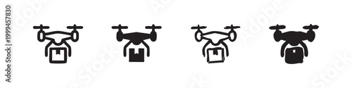 Logistics Delivery Drone Hand Drawn Icon Set