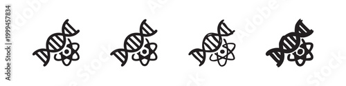 Science and Biotechnology Hand Drawn Icon Set with DNA and Atom