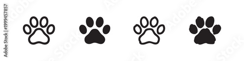 Animal Paw Print Hand Drawn Icon Set for Pets and Wildlife
