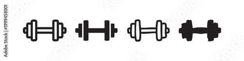Gym Dumbbell Icons Set for Fitness and Weight Training