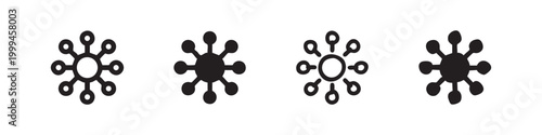 Central Hub and Network Connection Icons Set