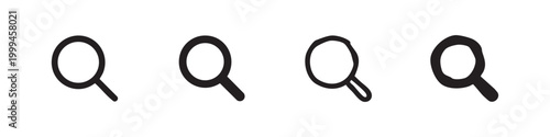 Hand Drawn Magnifying Glass Search Icon Set for Interface and Web Design