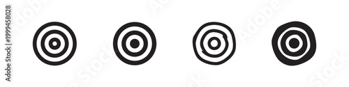 Collection of Target Bullseye Icons in Various Hand Drawn Line Art Styles