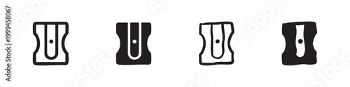 Hand Drawn Pencil Sharpener Icon Set for School Supplies and Stationery Symbols