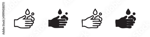 Hand Drawn Hand Washing with Soap and Water Icon Set for Hygiene and Safety