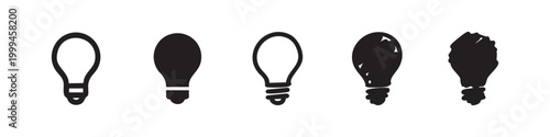 Light Bulb Idea and Creativity Icons in Different Artistic Styles