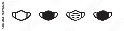 Protective Face Mask Icons Set for Health and Virus Protection