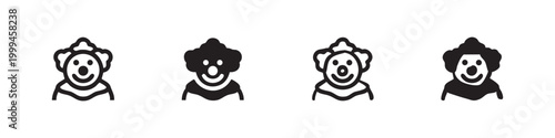 Clown Face Icon Set for Circus and Entertainment Design