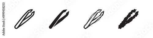 Tweezer Tool Icons for Precision Medical and Beauty Use