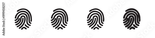 Fingerprint Biometric Security Icons for Digital Identification