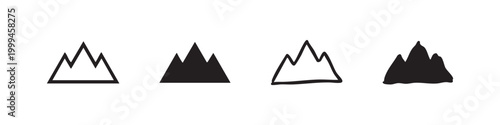 Mountain Peak Icons for Nature Travel and Adventure
