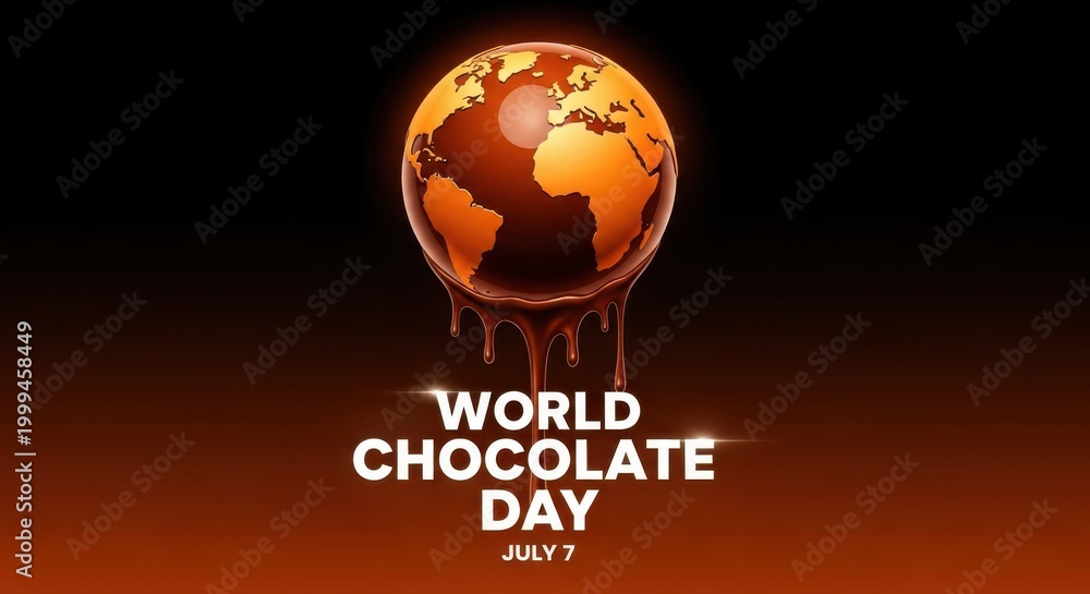Obraz premium World chocolate day concept with a globe made of melting chocolate on a dark background