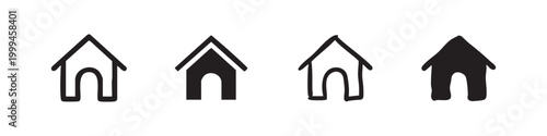 Foto Dog House Icon Set - Pet Kennel and Animal Shelter Symbols
