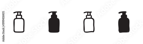 Liquid Soap Pump Dispenser Icons Set for Hygiene