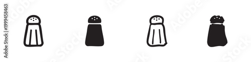 Salt shaker icon set in various styles, vector illustration for kitchen and seasoning